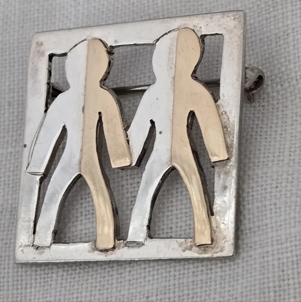 Brooch 925 & 14k Gold